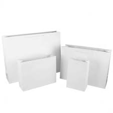 WHITE PAPER BAGS WITHOUT HANDLE (Customisations in Size and Prints Available)